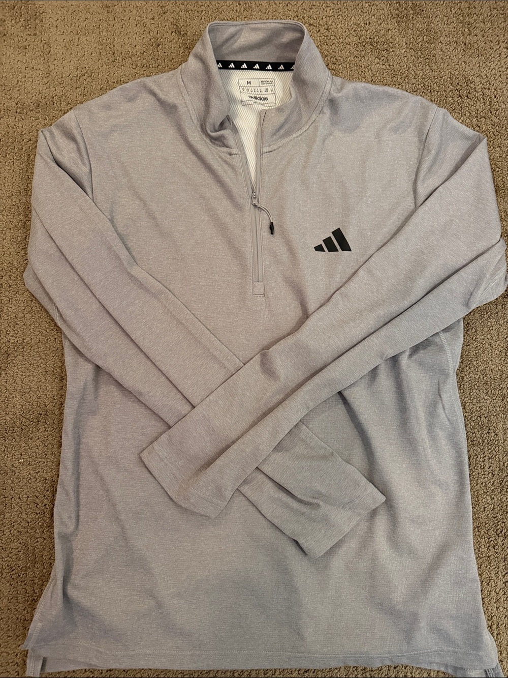 adidas Light Gray Long-Sleeve Mock Neck Top